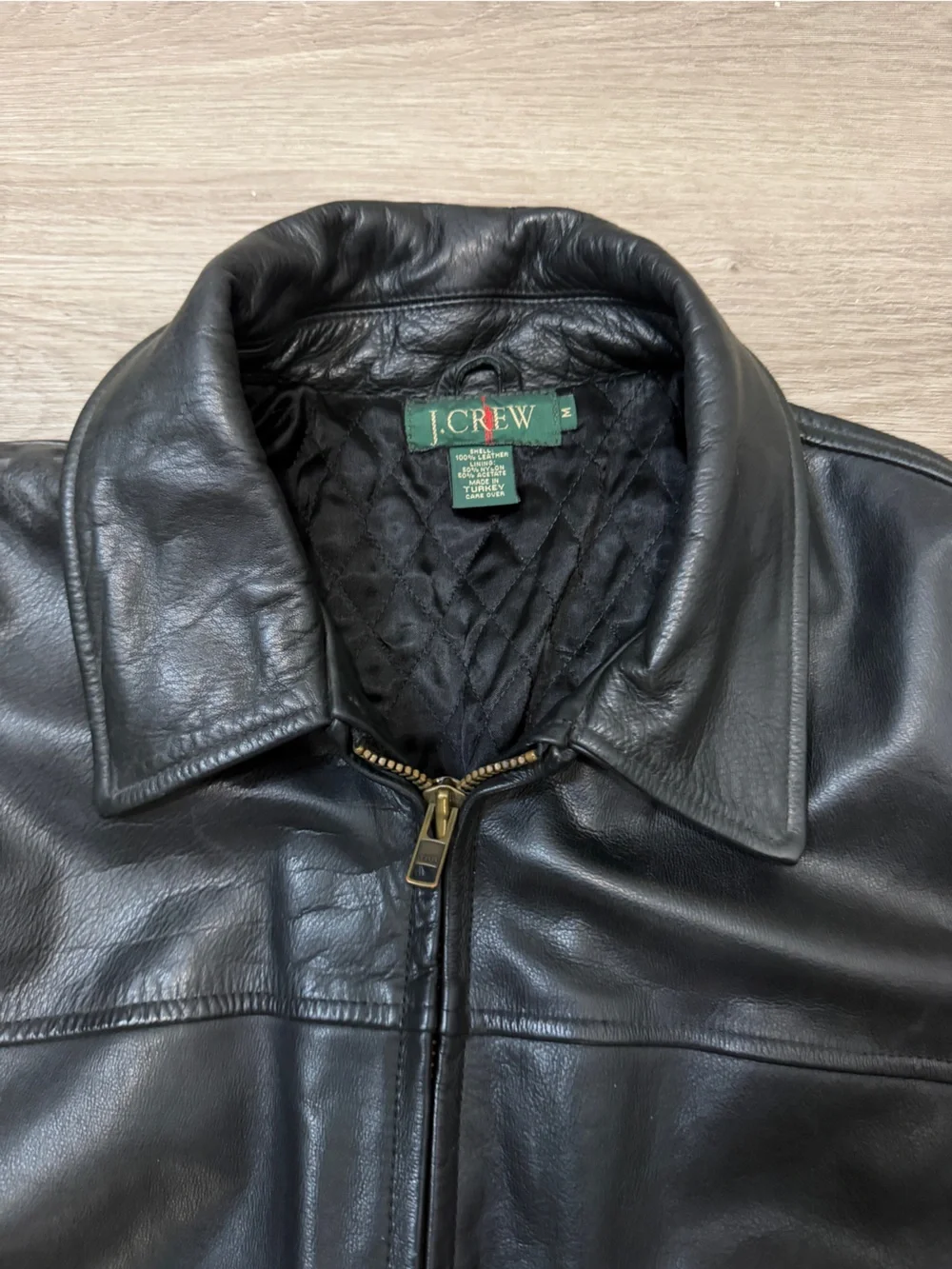 J. Crew Black Leather Bomber Jacket 100% Leather Size M